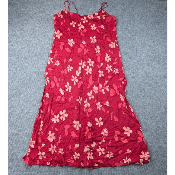 August Silk Slip Dress Womens Large Floral High Slit Romantic Feminine - Picture 2 of 7